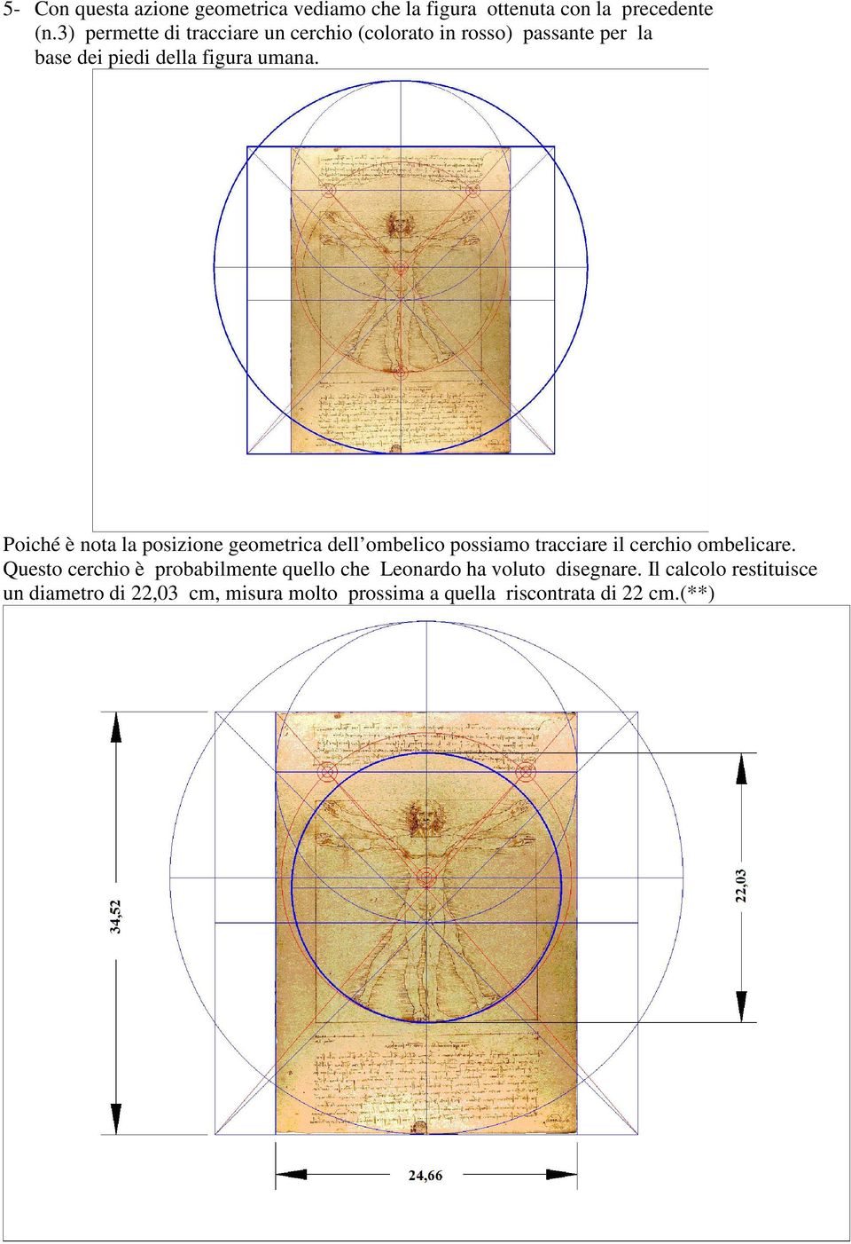 Poiché è nota la posizione geometrica dell ombelico possiamo tracciare il cerchio ombelicare.