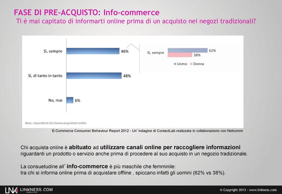 utilizzare canali online per raccogliere informazioni riguardanti un prodotto o servizio anche prima di procedere al suo acquisto in un negozio