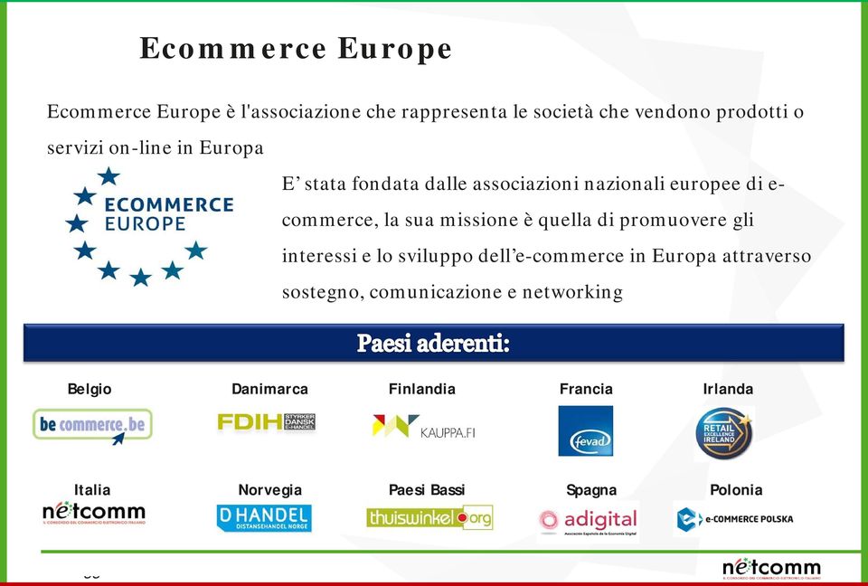 missione è quella di promuovere gli interessi e lo sviluppo dell e-commerce in Europa attraverso