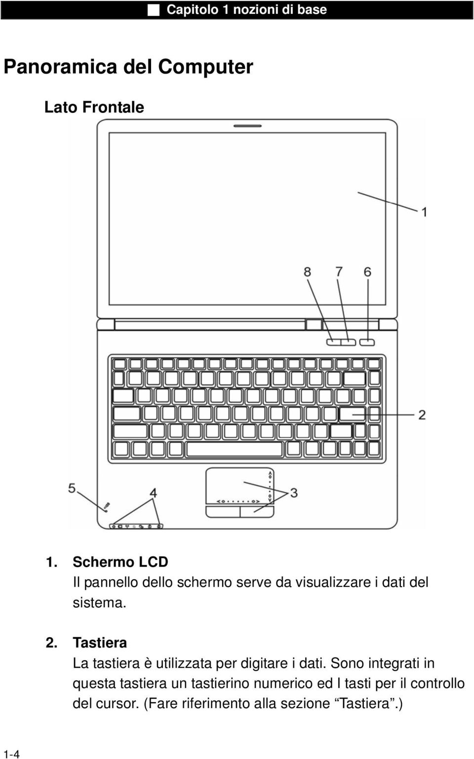 2. Tastiera La tastiera è utilizzata per digitare i dati.