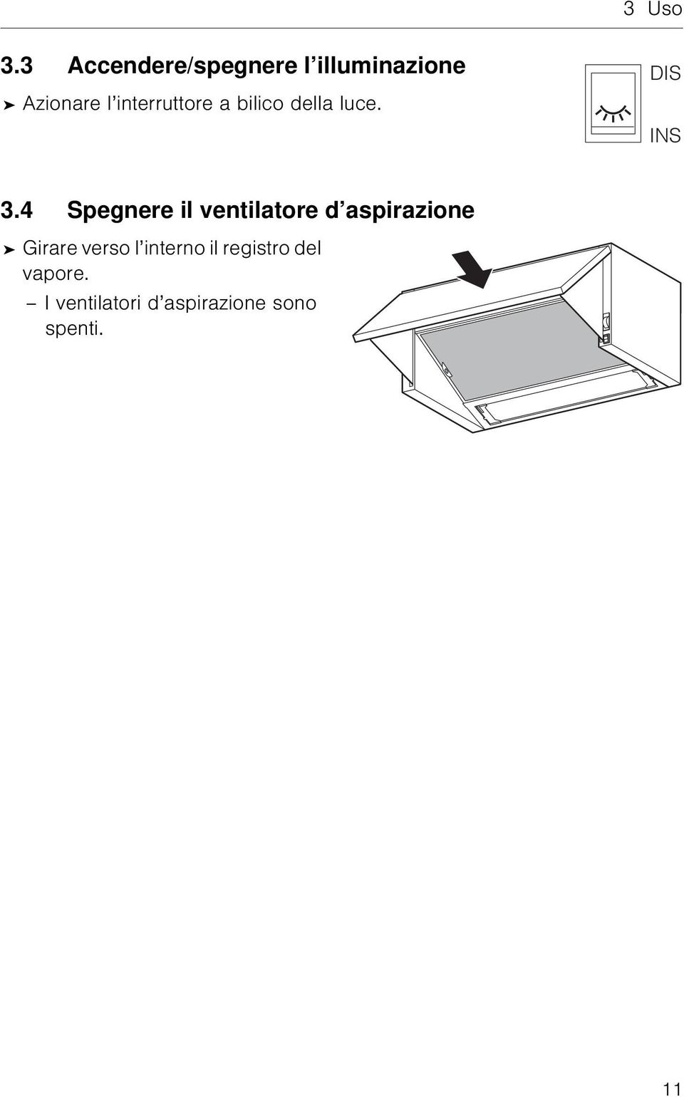 interruttore a bilico della luce. DIS INS 3.