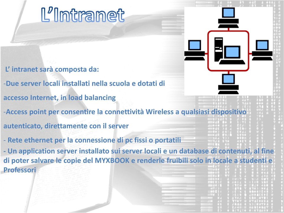 il server Rete ethernet per la connessione di pc fissi o portatili Un application server installato sui server
