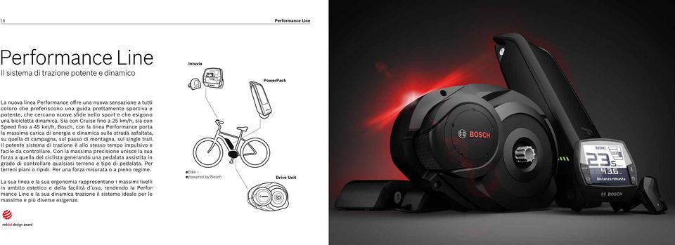 Sia con Cruise fino a 25 km/h, sia con Speed fino a 45 km/h, Bosch, con la linea Performance porta la massima carica di energia e dinamica sulla strada asfaltata, su quella di campagna, sul passo di