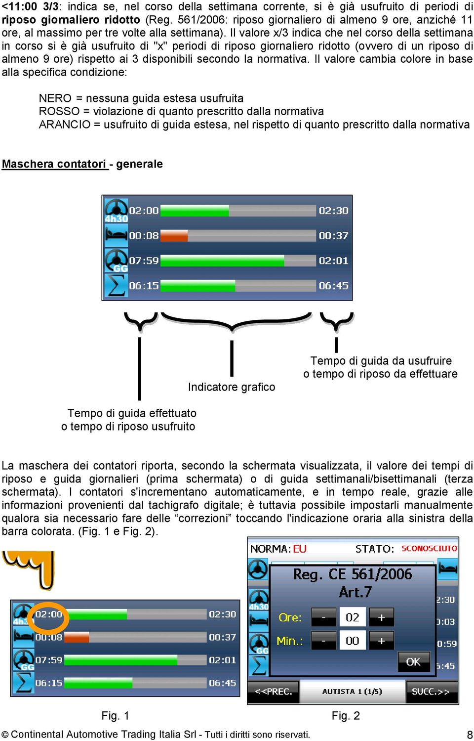 Il valore x/3 indica che nel corso della settimana in corso si è già usufruito di "x" periodi di riposo giornaliero ridotto (ovvero di un riposo di almeno 9 ore) rispetto ai 3 disponibili secondo la