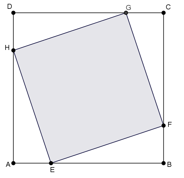 Problema 15.08 Un quadrato ha l area di 75. Inscrivi in esso un altro quadrato la cui area sia 39. Calcola le lunghezze di e di. =75 =5 3 =39 = 39 Poniamo = =5 3 con i limiti geometrici: 0<<5 3.