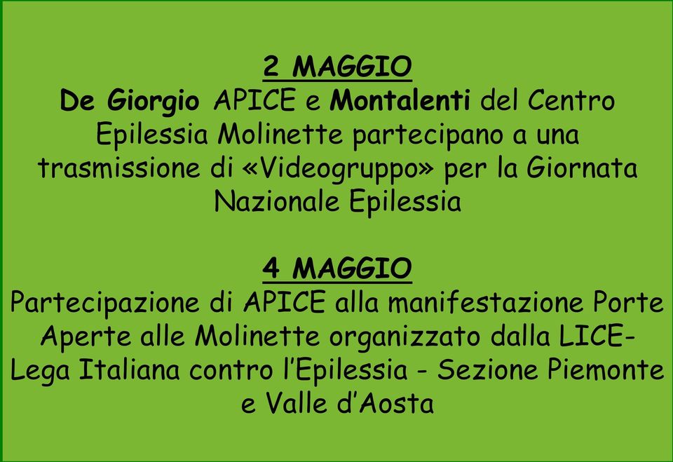 Partecipazione di APICE alla manifestazione Porte Aperte alle Molinette