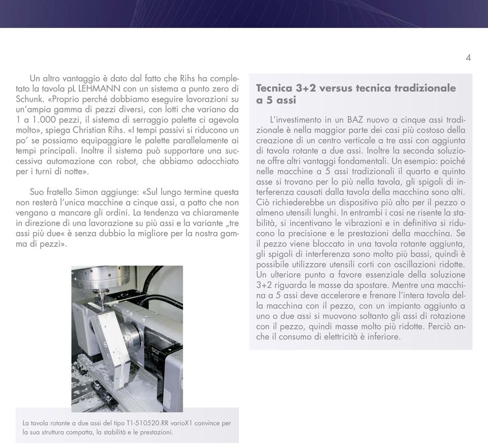 «I tempi passivi si riducono un po se possiamo equipaggiare le palette parallelamente ai tempi principali.