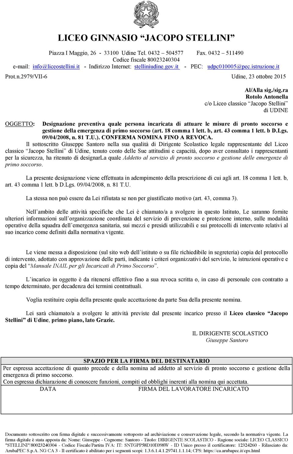 Scolastico legale rappresentante del