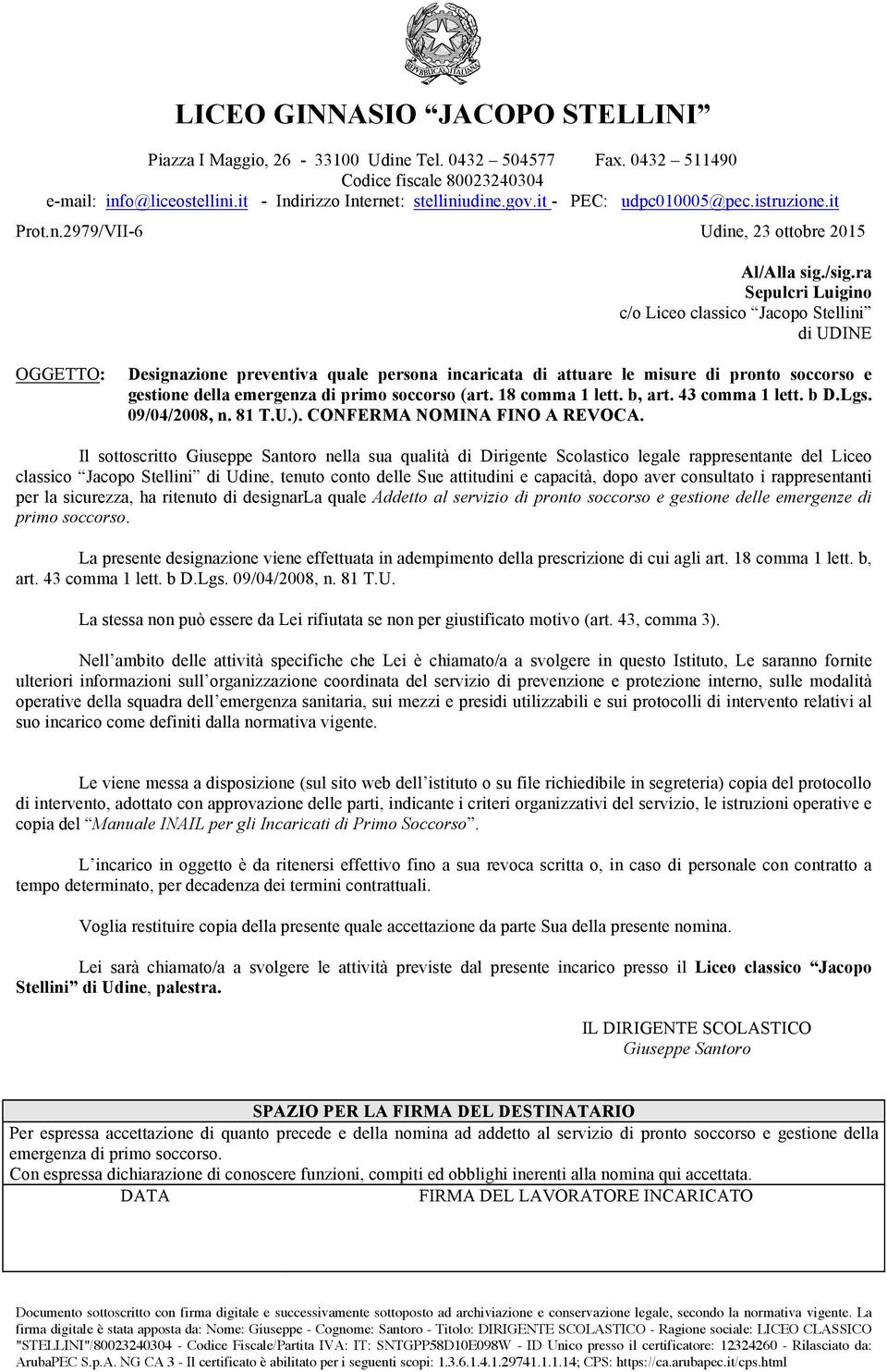 Scolastico legale rappresentante