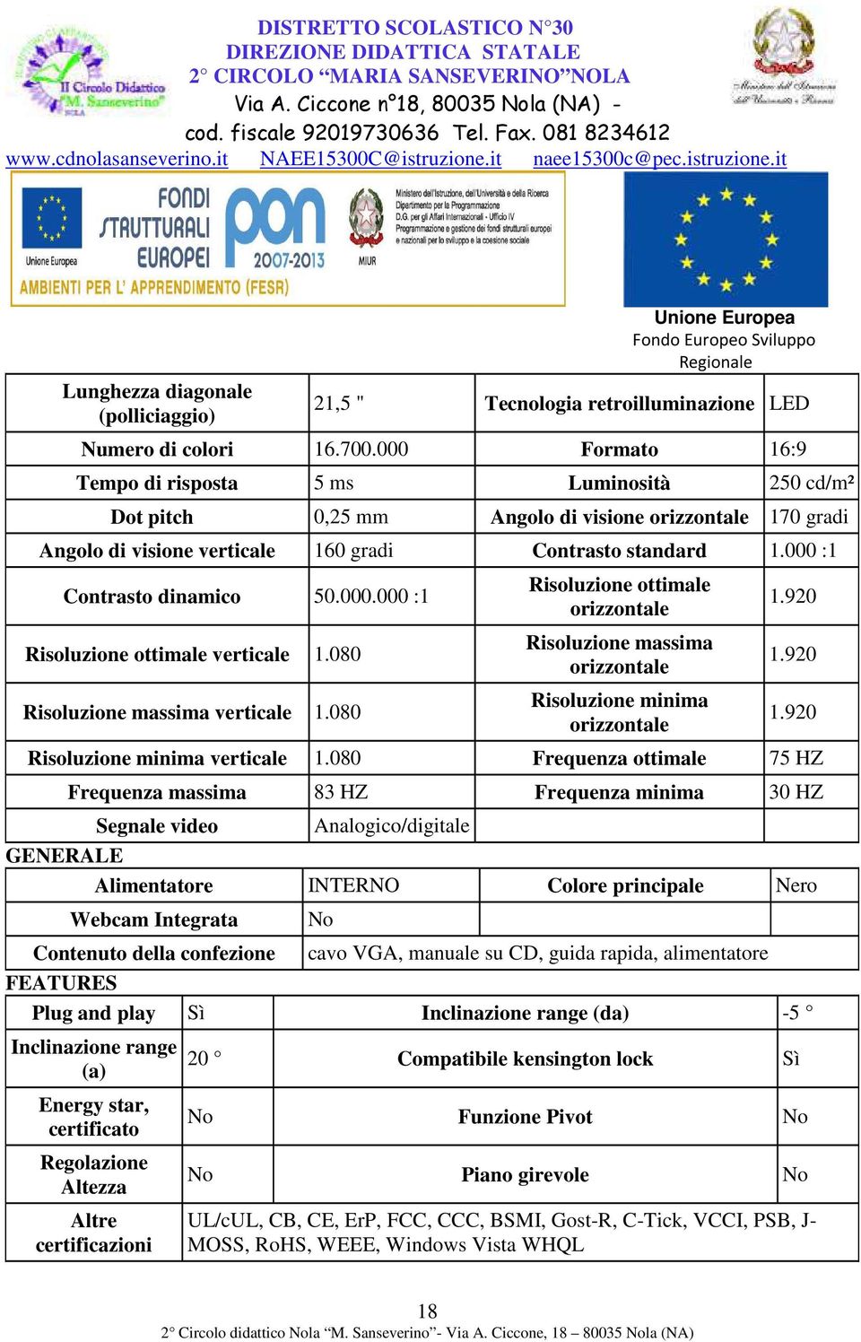 000 :1 Contrasto dinamico 50.000.000 :1 Risoluzione ottimale orizzontale 1.920 Risoluzione ottimale verticale 1.080 Risoluzione massima verticale 1.