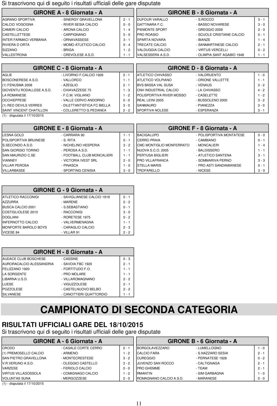 CALCIO 1926 2-1 BOSCONERESE A.S.D. - VALLORCO 1-1 (1) FENUSMA