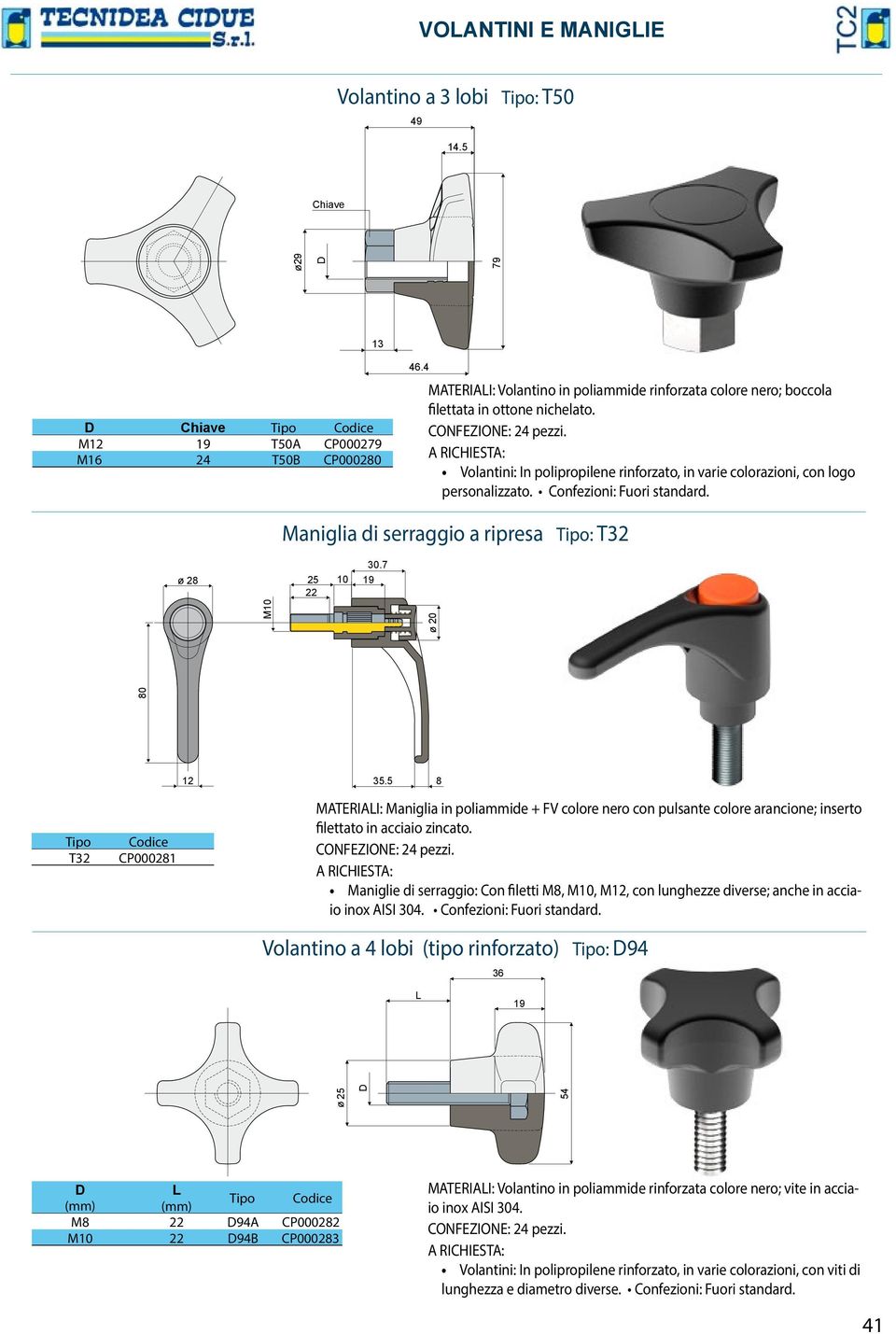 Maniglia di serraggio a ripresa : T32 28 25 22 10 30.7 19 80 M10 T32 CP000281 12 35.