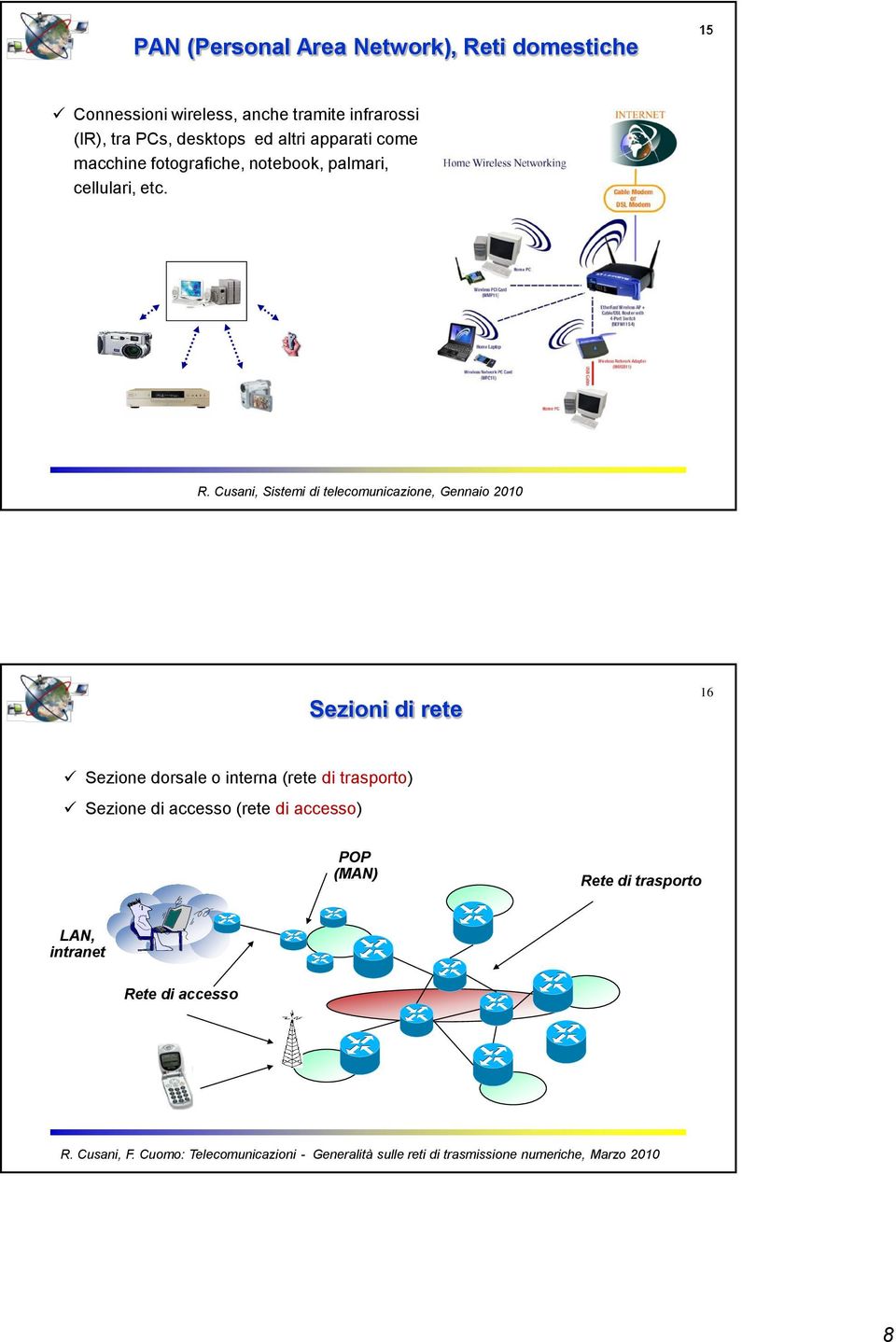 Cusani, Sistemi di telecomunicazione, Gennaio 2010 Sezioni di rete 16 Sezione dorsale o interna (rete