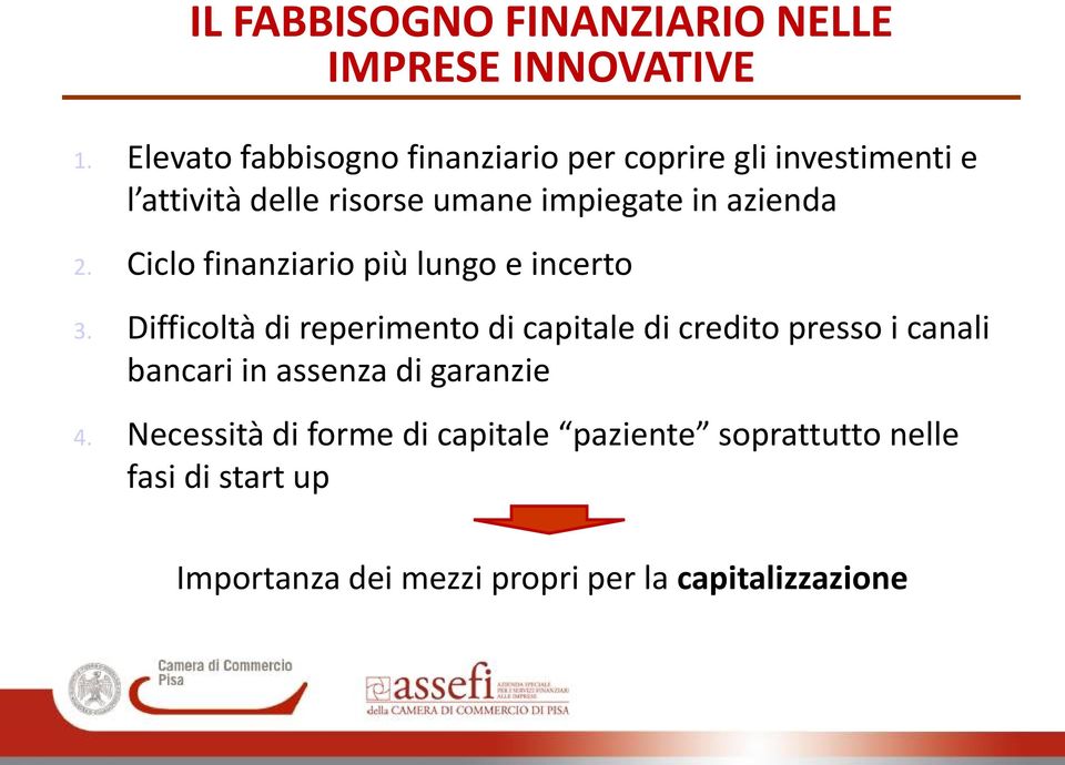 azienda 2. Ciclo finanziario più lungo e incerto 3.