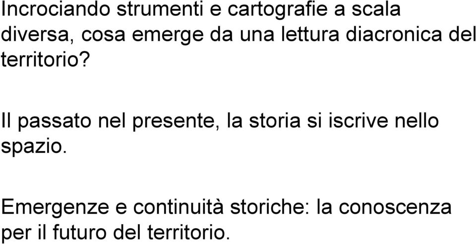 Il passato nel presente, la storia si iscrive nello spazio.