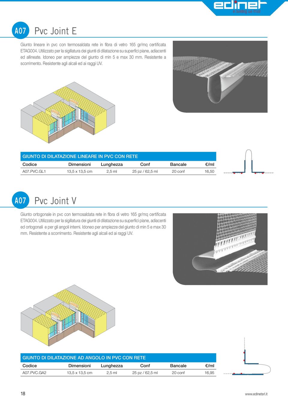 Resistente agli alcali ed ai raggi UV. GIUNTO DI DILATAZIONE LINEARE IN PVC 