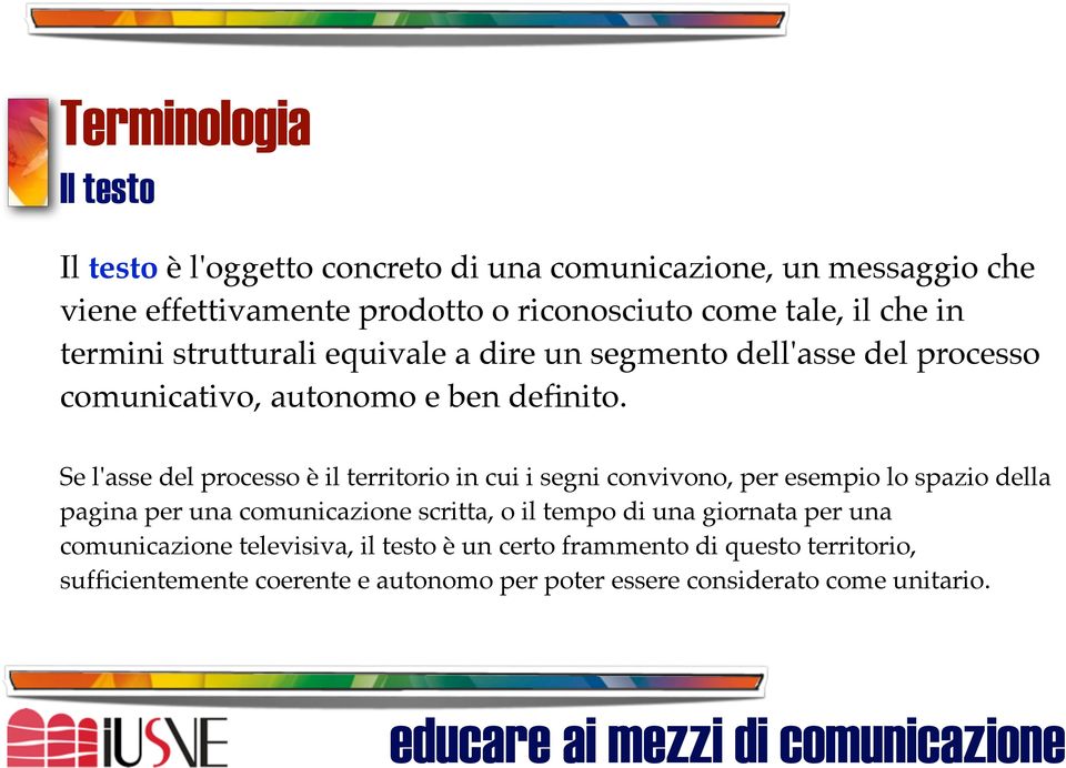 Se l'asse del processo è il territorio in cui i segni convivono, per esempio lo spazio della pagina per una comunicazione scritta, o il tempo di