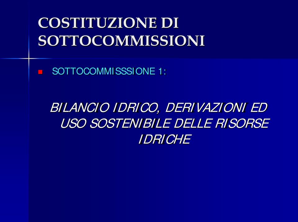 SOTTOCOMMISSSIONE 1: BILANCIO