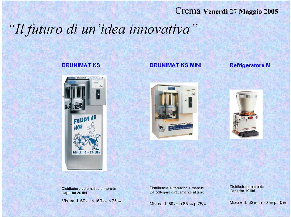 automatico a monete Da collegare direttamente al tank Misure: L 60 cm h