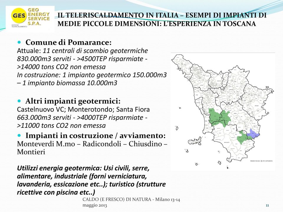 000m3 Altri impianti geotermici: Castelnuovo VC; Monterotondo; Santa Fiora 663.