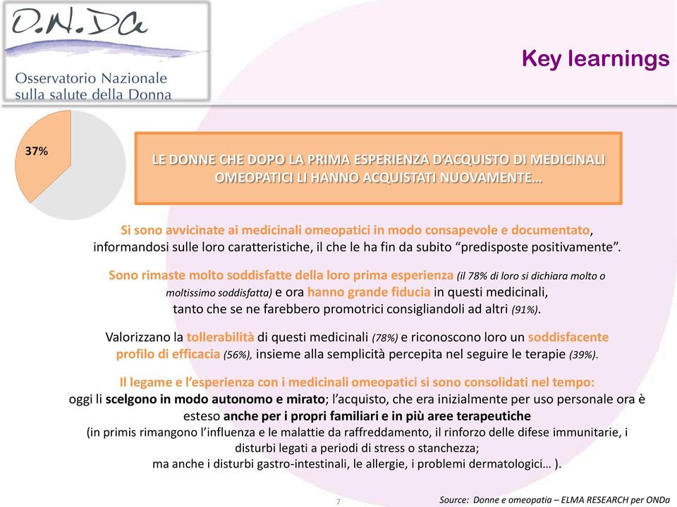 e ora hanno grande fiducia in questi medicinali, tanto che se ne farebbero promotrici consigliandoli ad altri (91%).