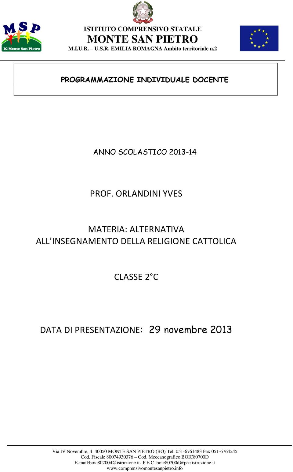 ORLANDINI YVES MATERIA: ALTERNATIVA ALL