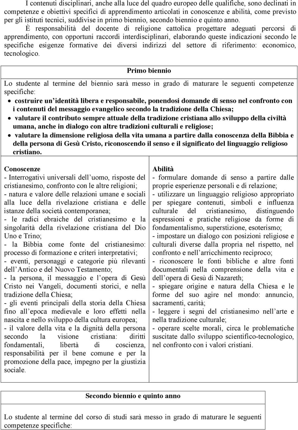 È responsabilità del docente di religione cattolica progettare adeguati percorsi di apprendimento, con opportuni raccordi interdisciplinari, elaborando queste indicazioni secondo le specifiche