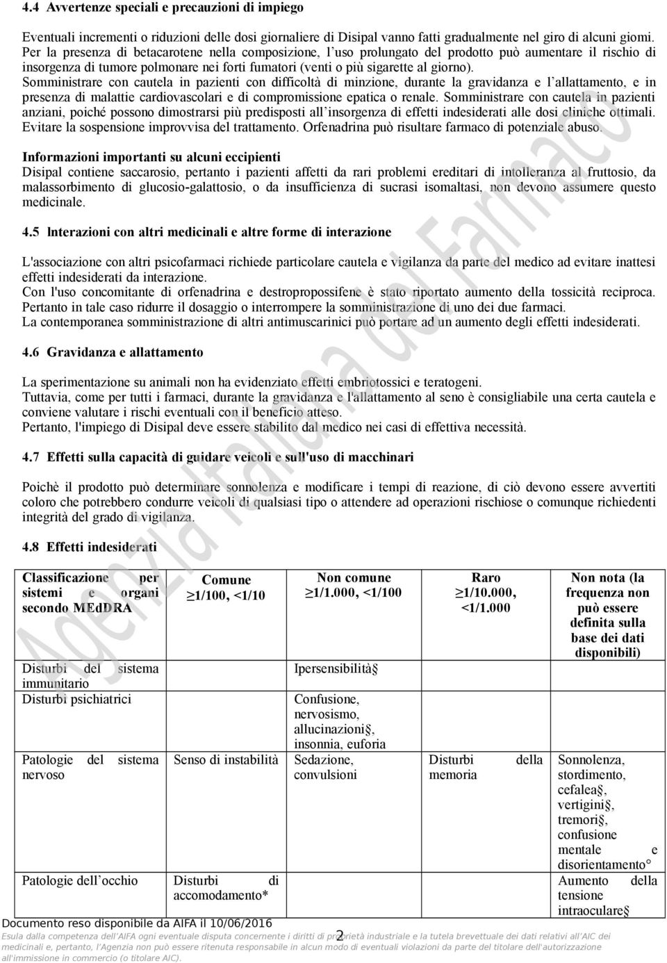 Somministrare con cautela in pazienti con difficoltà di minzione, durante la gravidanza e l allattamento, e in presenza di malattie cardiovascolari e di compromissione epatica o renale.