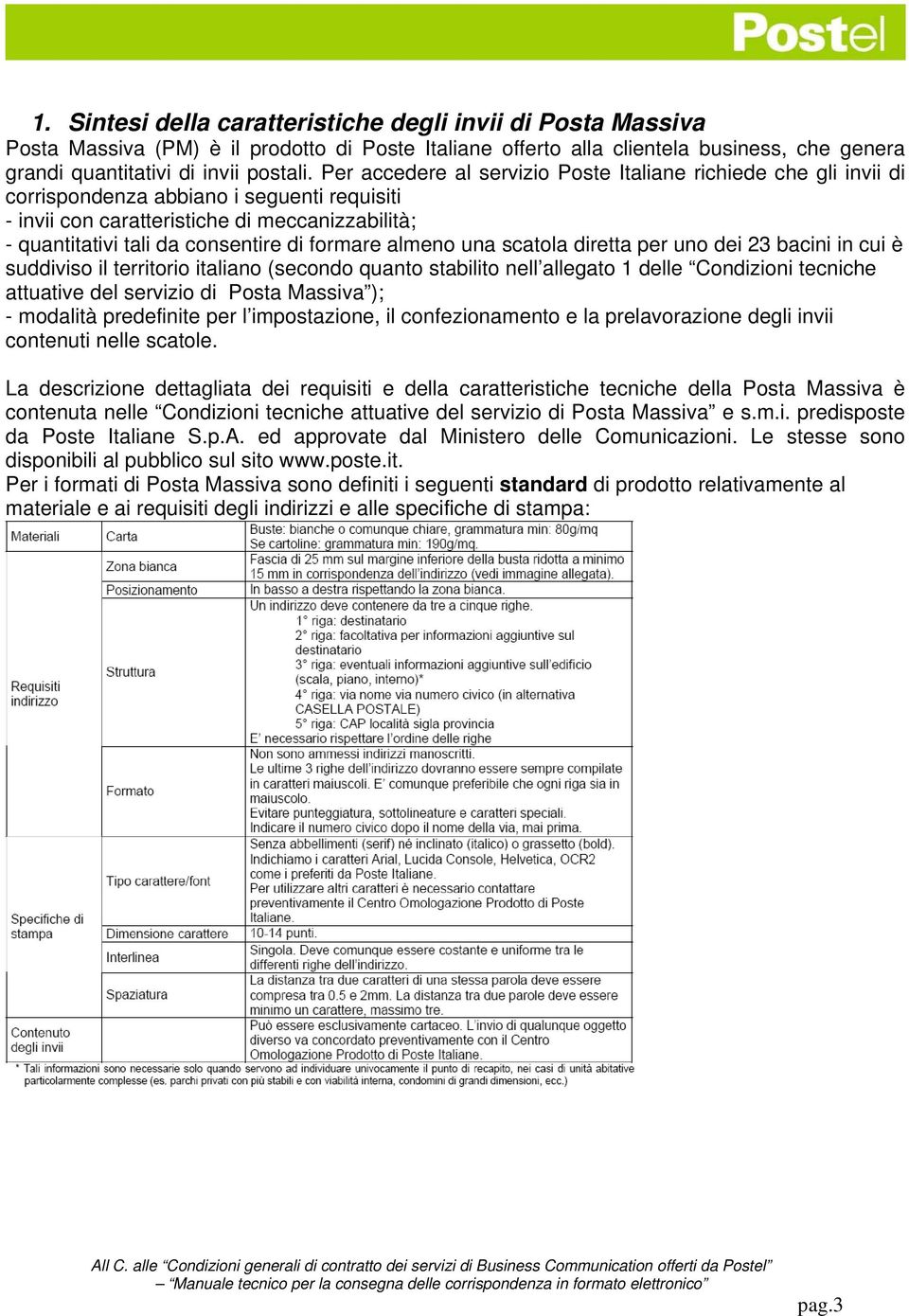 formare almeno una scatola diretta per uno dei 23 bacini in cui è suddiviso il territorio italiano (secondo quanto stabilito nell allegato 1 delle Condizioni tecniche attuative del servizio di Posta