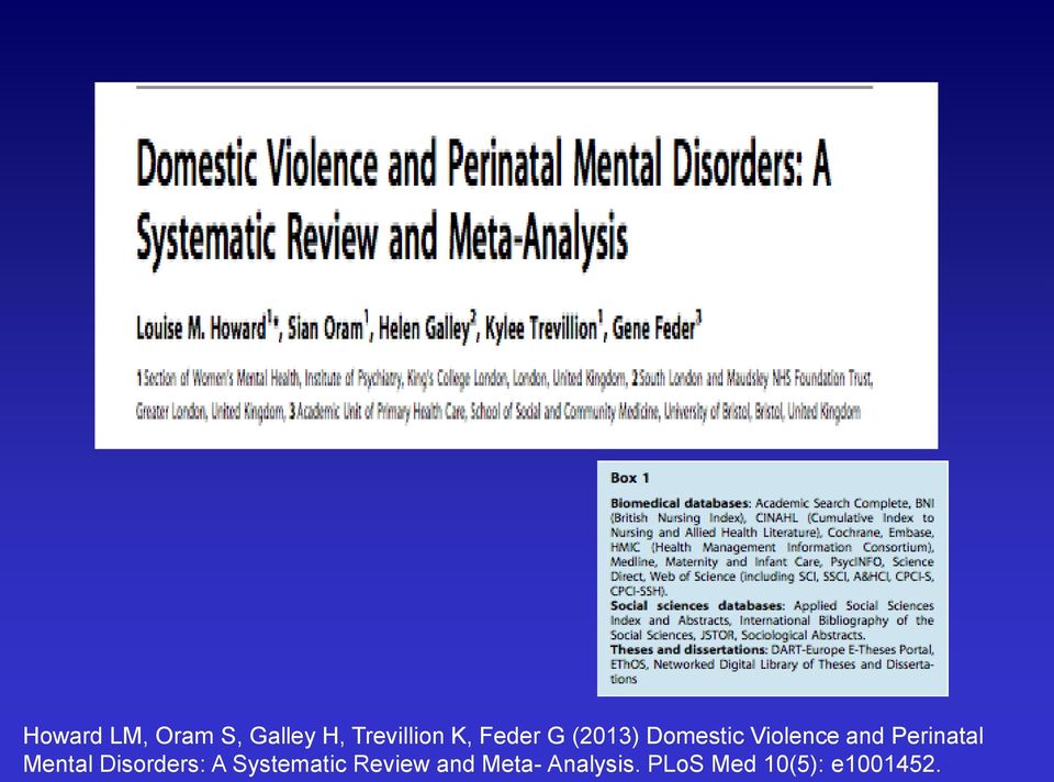 Perinatal Mental Disorders: A Systematic
