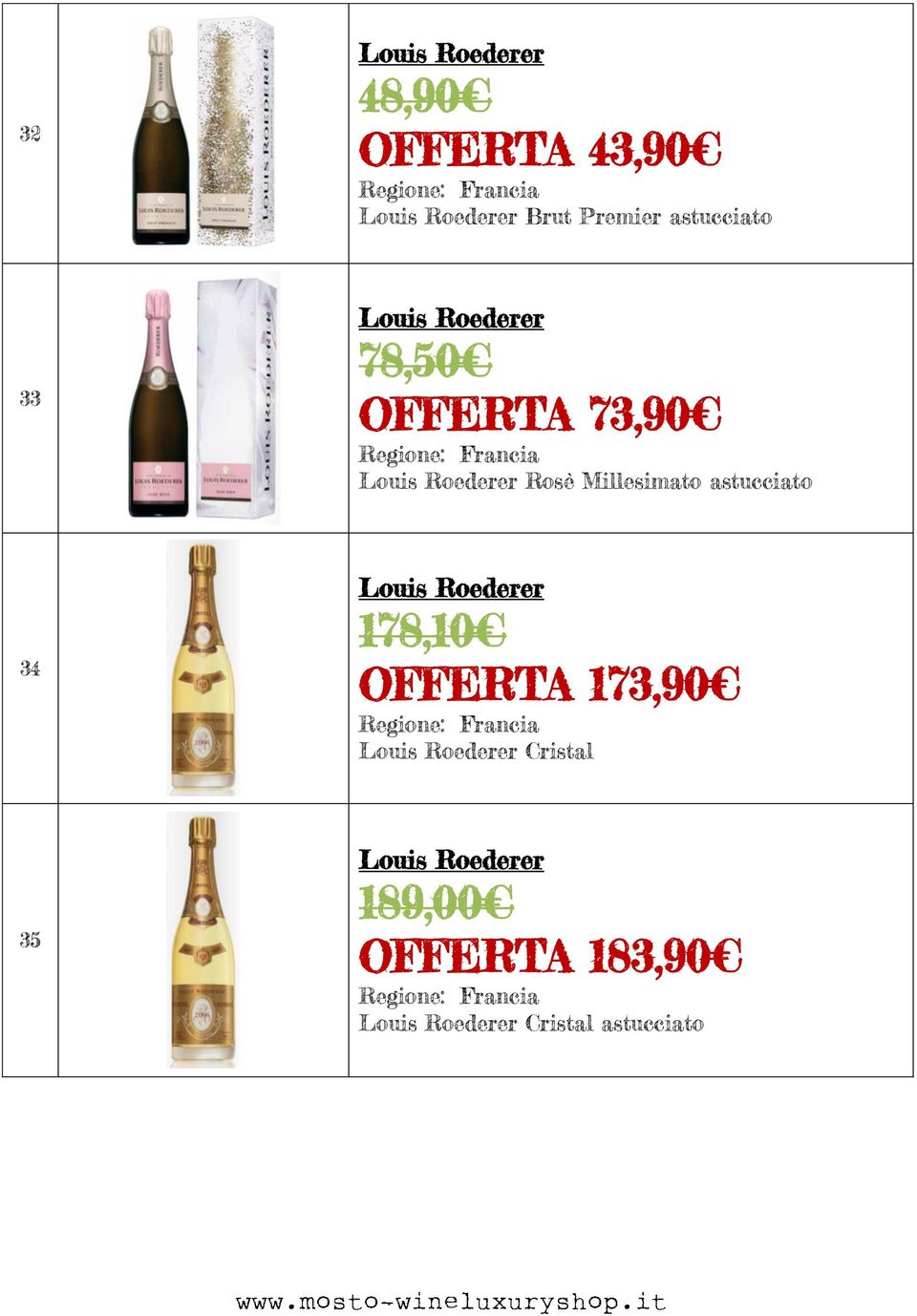 Millesimato astucciato 34 Louis Roederer 178,10 OFFERTA 173,90 Louis