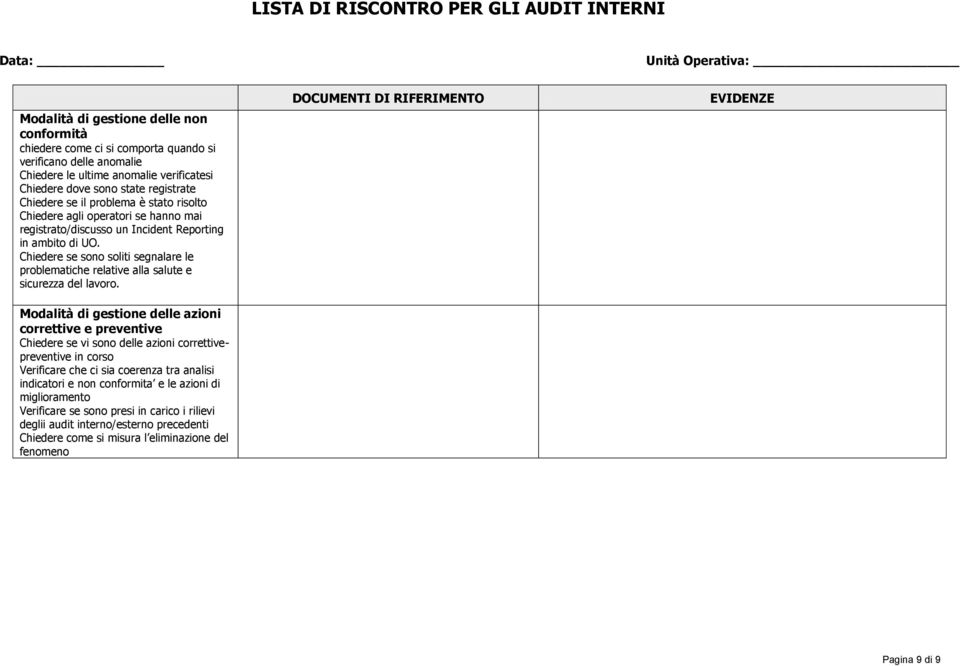 Chiedere se sono soliti segnalare le problematiche relative alla salute e sicurezza del lavoro.