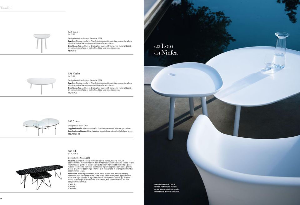 19/69) Design Ludovica+Roberto Palomba, 2009 Tavolino. Piano e gambe in Cristalplant outdoor, materiale composito a base di resine, colore bianco opaco, adatto anche per esterni. Small table.