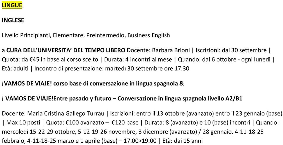 corso base di conversazione in lingua spagnola & VAMOS DE VIAJE!