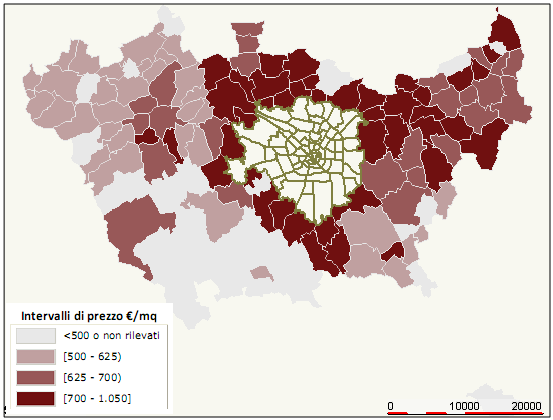 Grafico 12 Andamento indicizzato dei prezzi medi dei capannoni/opifici vecchi nelle zone periferiche dei Comuni della Zona Nord e della Provincia di Milano in complesso tra il I semestre 2002 e il II