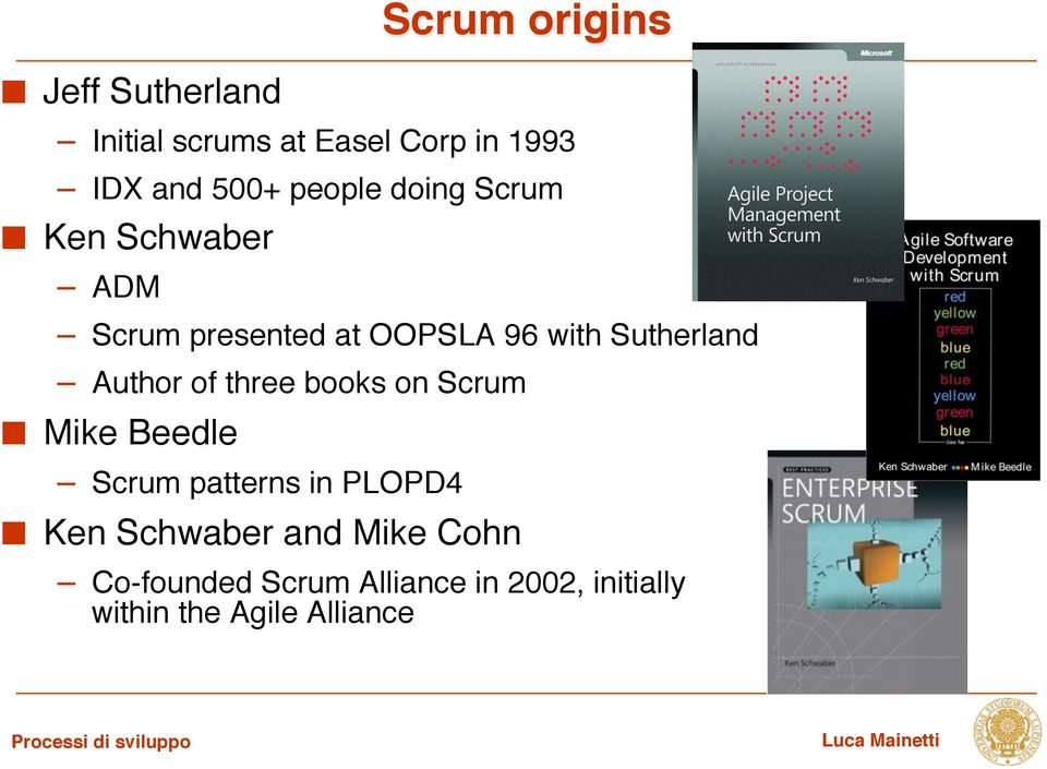 Scrum presented at OOPSLA 96 with Sutherland! Author of three books on Scrum!
