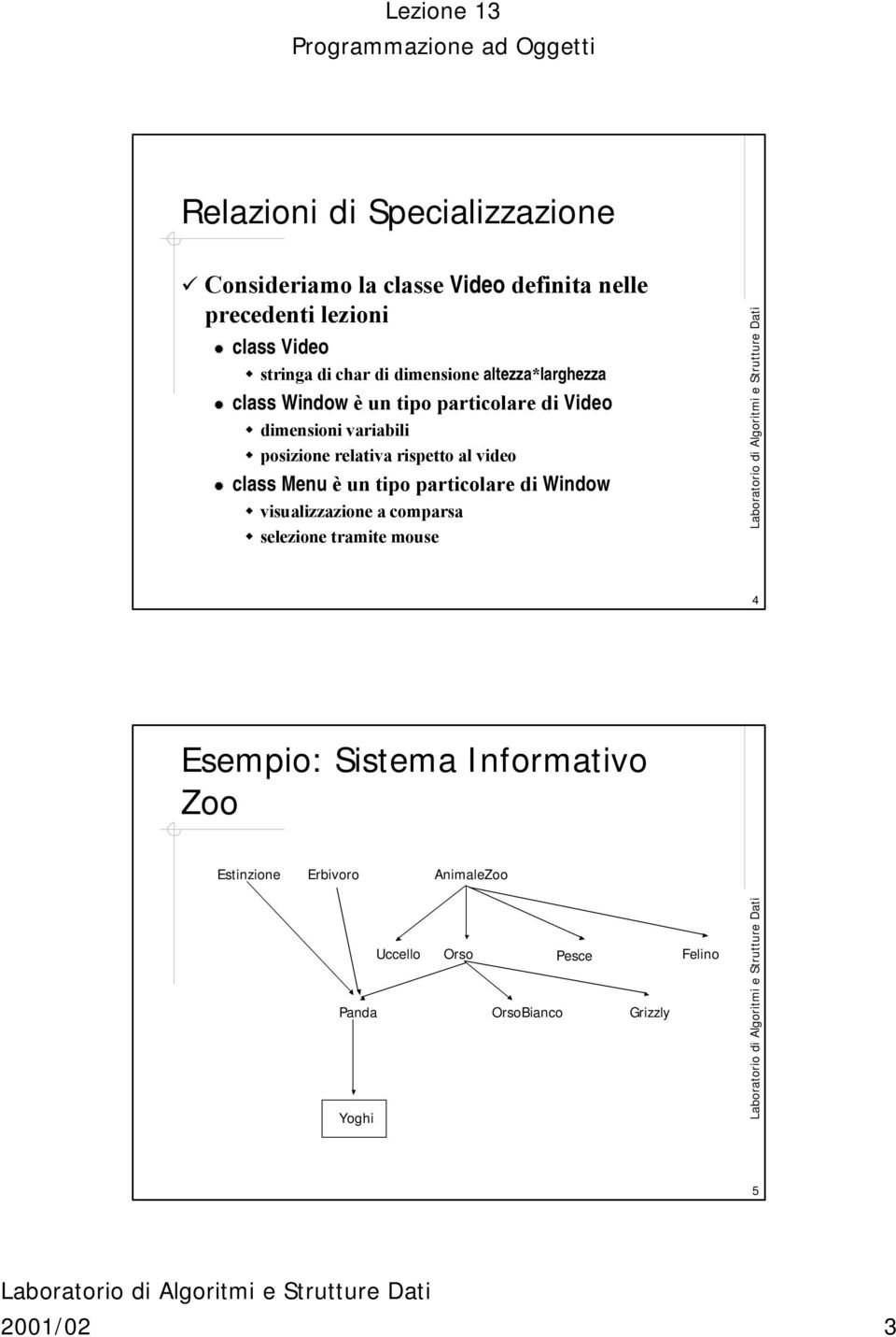 rispetto al video class Menu è un tipo particolare di Window visualizzazione a comparsa selezione tramite mouse 4