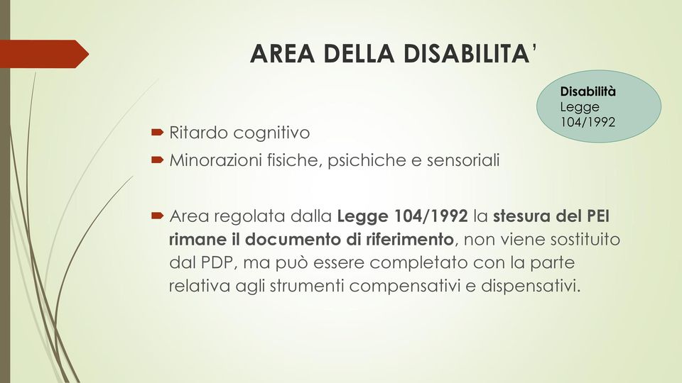 stesura del PEI rimane il documento di riferimento, non viene sostituito dal