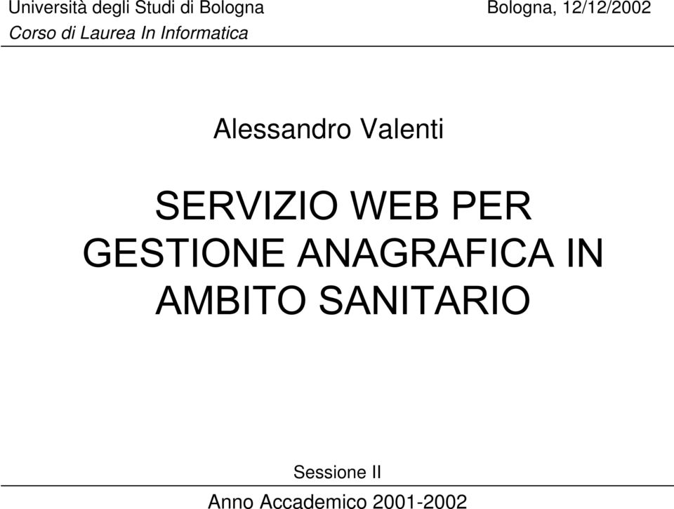 In Informatica Alessandro Valenti