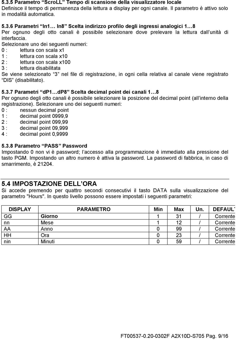 cella relativa al canale viene registrato DIS (disabilitato). 5.3.