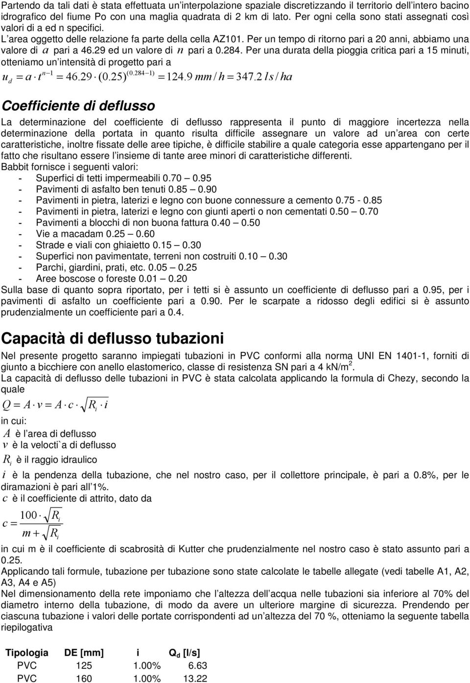 Per un tempo di ritorno pari a 20 anni, abbiamo una valore di a pari a 46.29 ed un valore di n pari a 0.284.