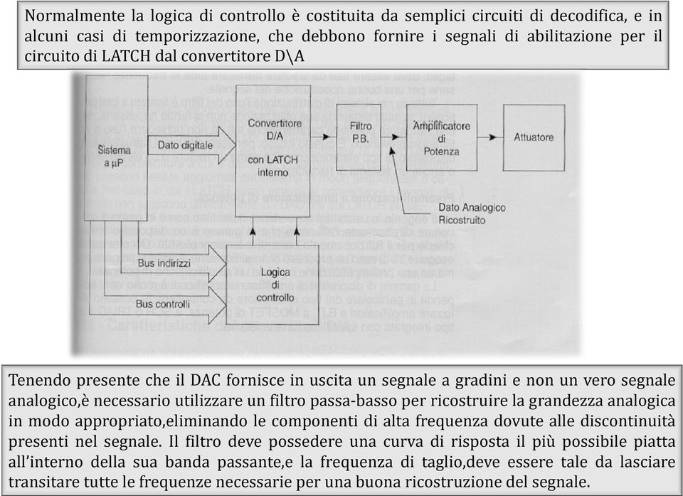 ricostruire la grandezza analogica in modo appropriato,eliminando le componenti di alta frequenza dovute alle discontinuità presenti nel segnale.