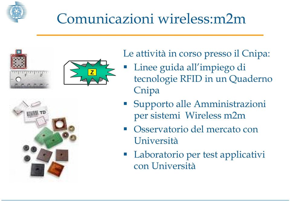 Supporto alle Amministrazioni per sistemi Wireless m2m Osservatorio