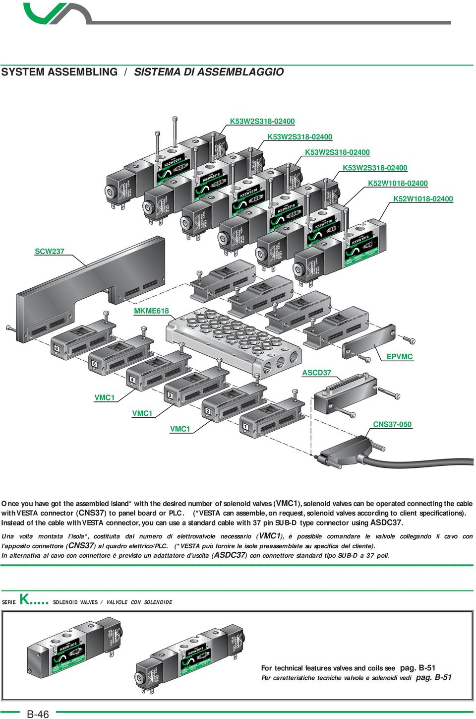 (*VESTA can assemble, on request, solenoid valves according to client specifications).