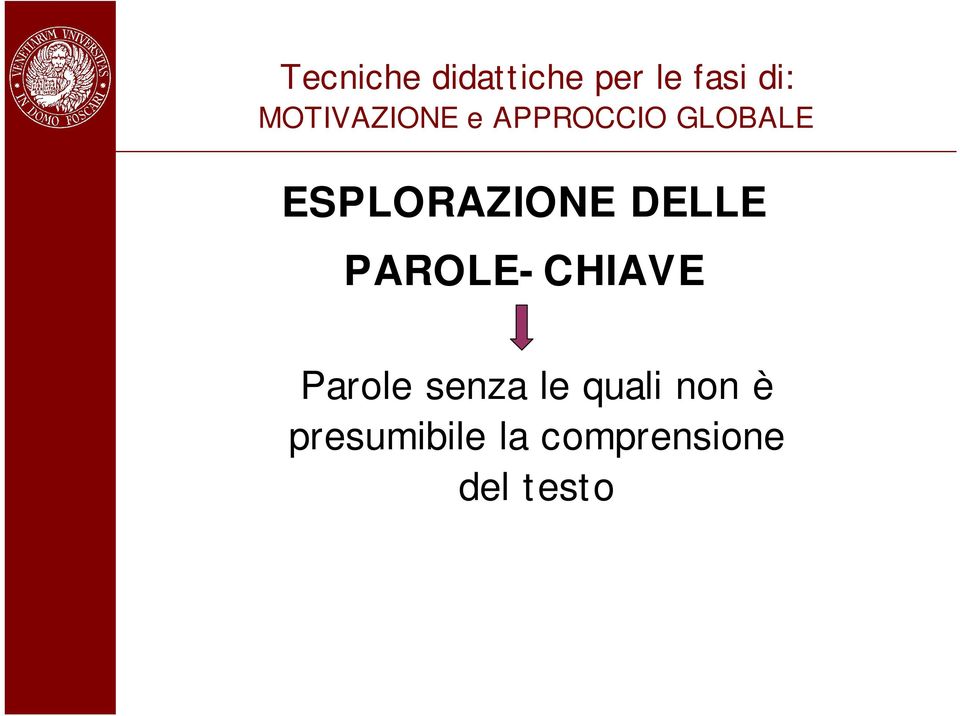 ESPLORAZIONE DELLE PAROLE-CHIAVE Parole