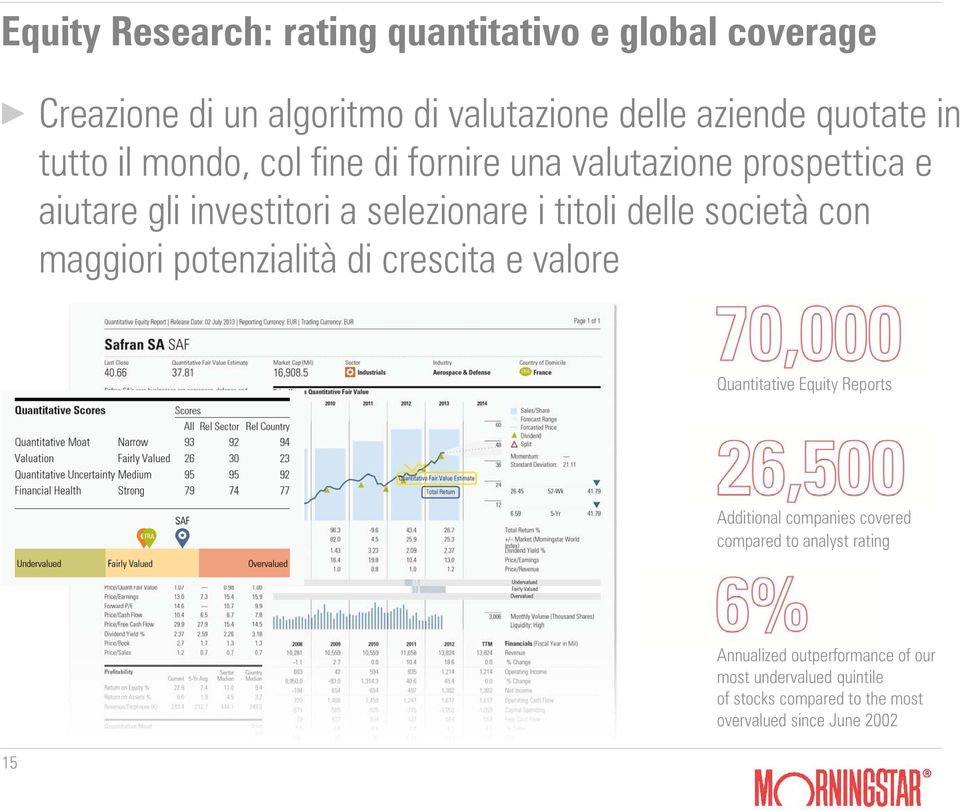 società con maggiori potenzialità di crescita e valore Quantitative Equity Reports Additional companies covered compared to