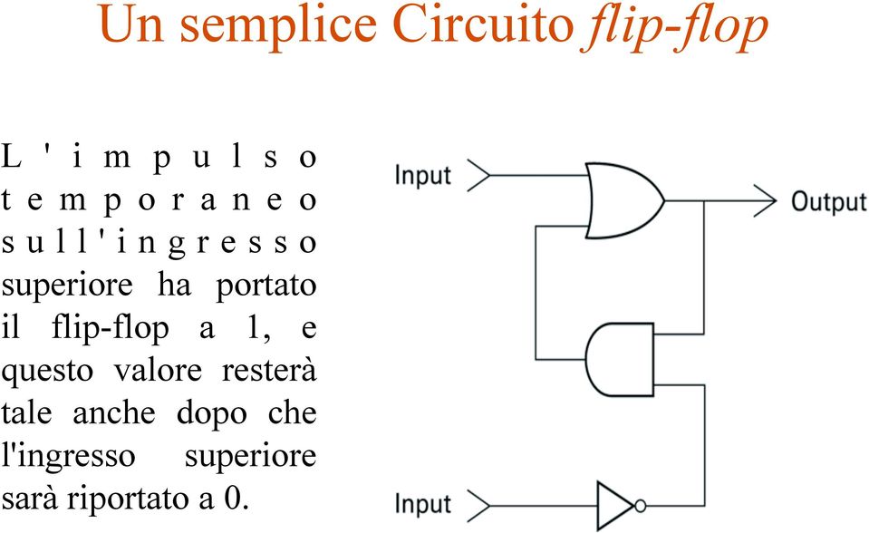 portato il flip-flop a 1, e questo valore resterà tale