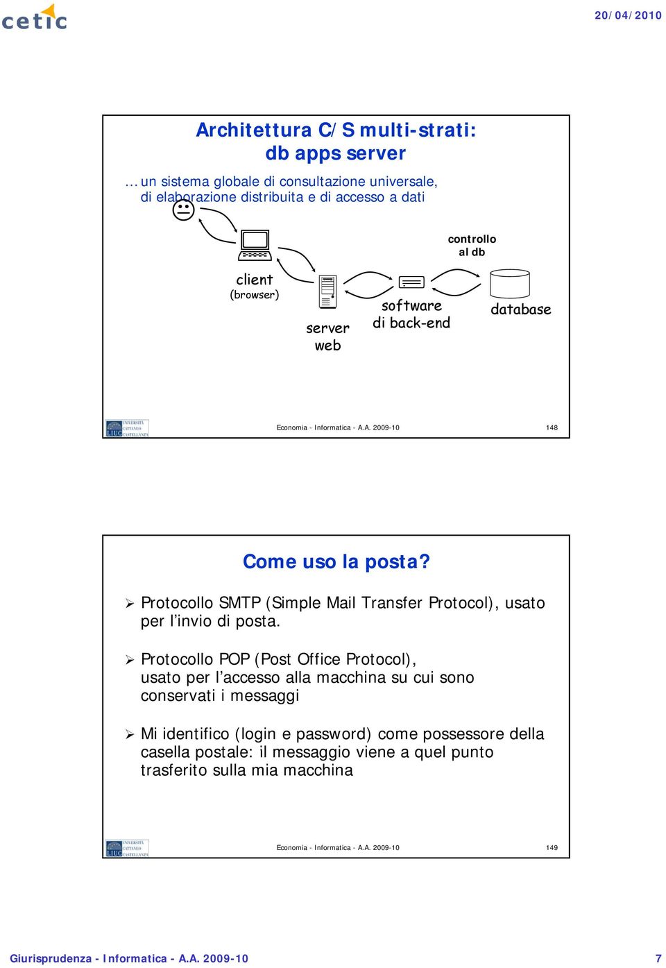 Protocollo SMTP (Simple Mail Transfer Protocol), usato per l invio di posta.