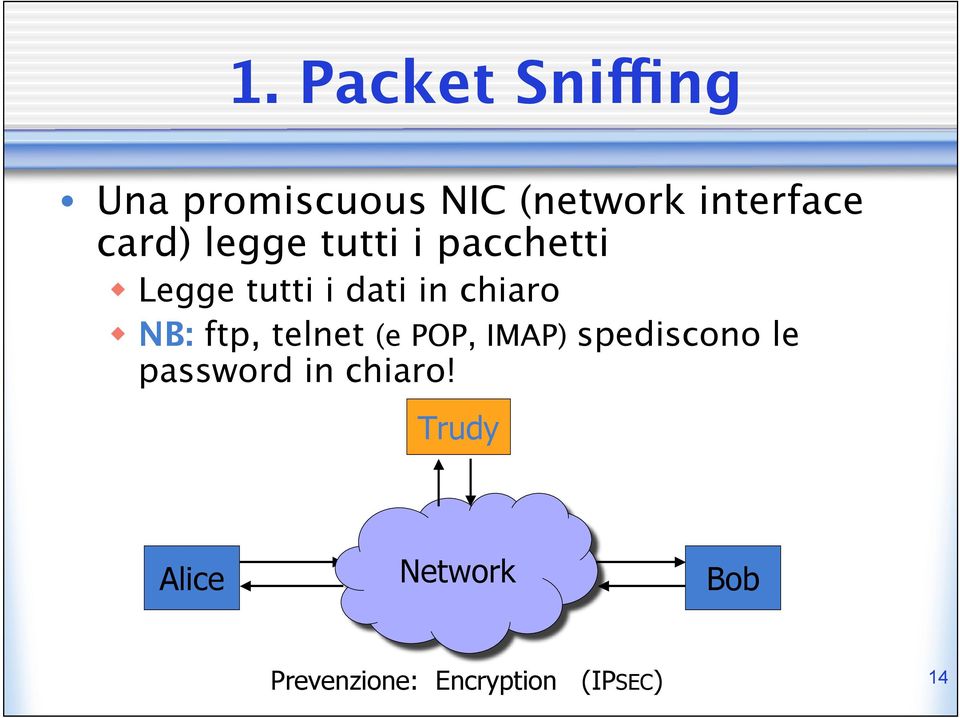 NB: ftp, telnet (e POP, IMAP) spediscono le password in