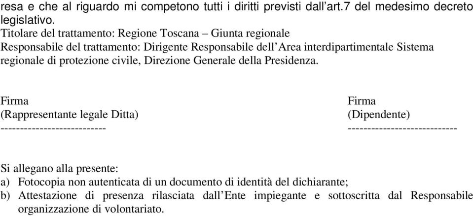 protezione civile, Direzione Generale della Presidenza.